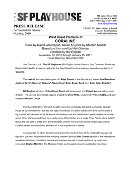 Coraline Press Release