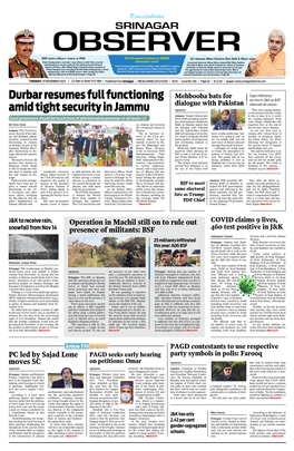 Durbar Resumes Full Functioning Amid Tight Security in Jammu