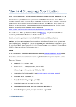 The F# 4.0 Language Specification