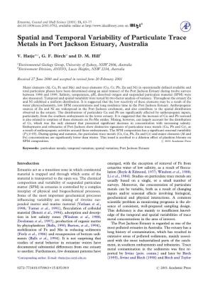 Spatial and Temporal Variability of Particulate Trace Metals in Port Jackson Estuary, Australia
