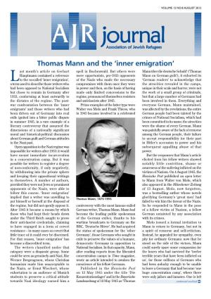 Thomas Mann and the 'Inner Emigration'