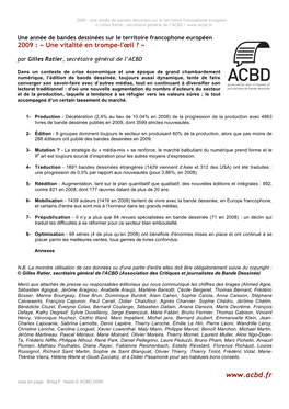 Bilan ACBD 2009 + Annexes