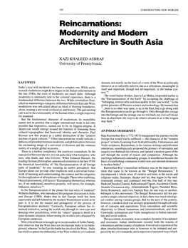 Reincarnations: Modernity and Modern Architecture N South Asia