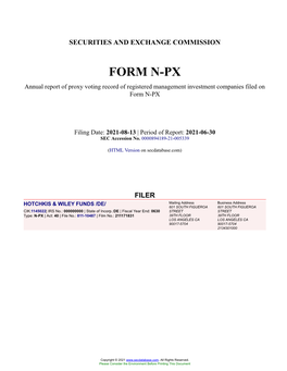 FORM N-PX Annual Report of Proxy Voting Record of Registered Management Investment Companies Filed on Form N-PX