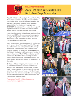 Aces UP! 2014 Raises $100,000 for Urban Prep Academies