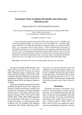 Taxonomic Notes on Indian Horsfieldia and Endocomia (Myristicaceae)