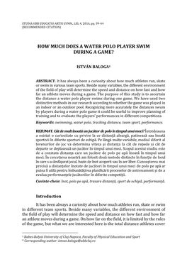 How Much Does a Water Polo Player Swim During a Game?