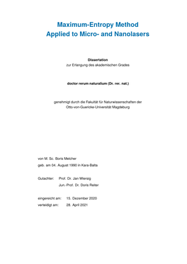 Maximum-Entropy Method Applied to Micro- and Nanolasers