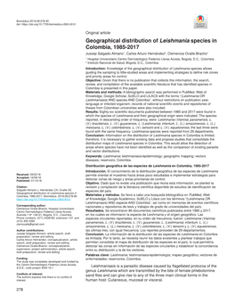 Geographical Distribution of Leishmania Species in Colombia, 1985-2017