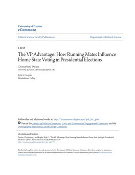 How Running Mates Influence Home State Voting in Presidential Elections Christopher J