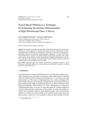 Fractal-Based Methods As a Technique for Estimating the Intrinsic Dimensionality of High-Dimensional Data: a Survey