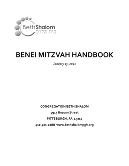 BENEI MITZVAH HANDBOOK January 15, 2021