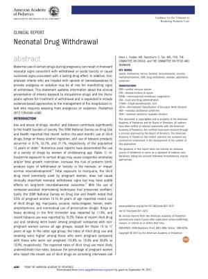 Neonatal Drug Withdrawal Abstract