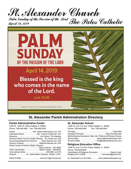 Palm Sunday of the Passion of the Lord April 14, 2019