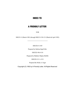 Index to a Friendly Letter