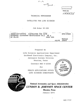 LYNDON B. JOHNSON SPACE CENTER Houston, Texas January 1976