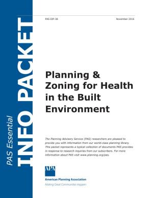 Planning & Zoning for Health in the Built Environment