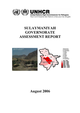SULAYMANIYAH GOVERNORATE ASSESSMENT REPORT August 2006