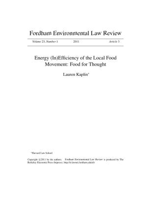 Energy (In)Efficiency of the Local Food Movement: Food for Thought
