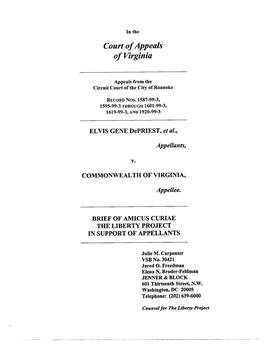 Depriest V. Commonwealth of Virginia
