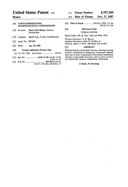 United States Patent [191 [11] Patent Number: 4,707,360 Brasey [45] Date of Patent: Nov