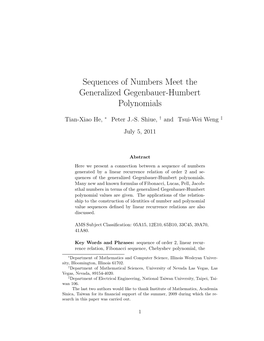 Sequences of Numbers Meet the Generalized Gegenbauer-Humbert Polynomials