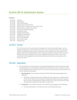 Article 40.13: Downtown Zones