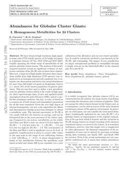 Abundances for Globular Cluster Giants