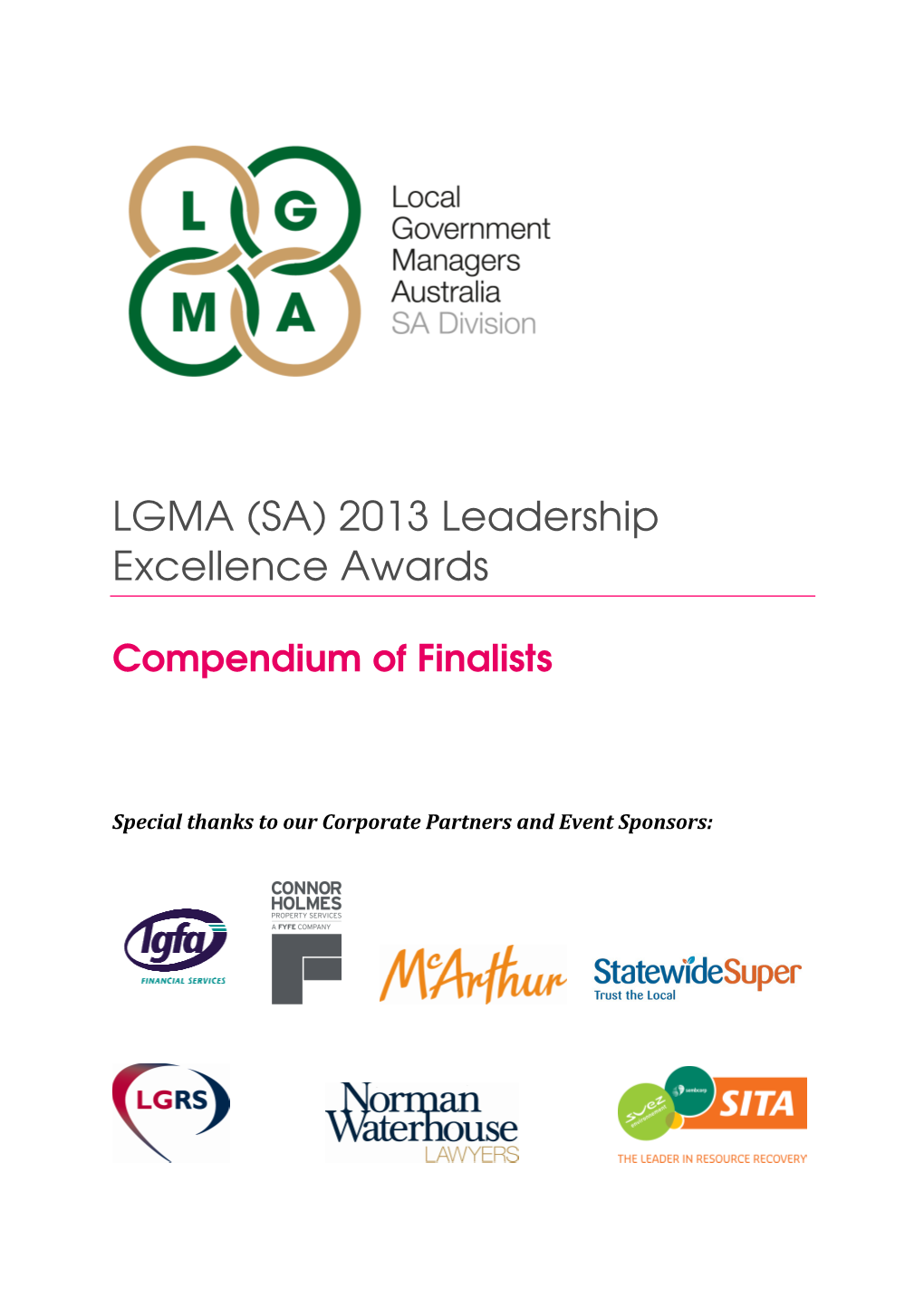 LGMA (SA) 2013 Leadership Excellence Awards