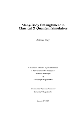 Many-Body Entanglement in Classical & Quantum Simulators