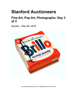 Stanford Auctioneers Fine Art, Pop Art, Photographs: Day 3 of 3 Sunday – May 6Th, 2018