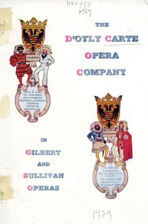 OPERAS > Synopsis of the Gilbert and Sullivan Operas to Be §Iwn by the D'oyly Carte Opera Company During Their First American Tour, 1929