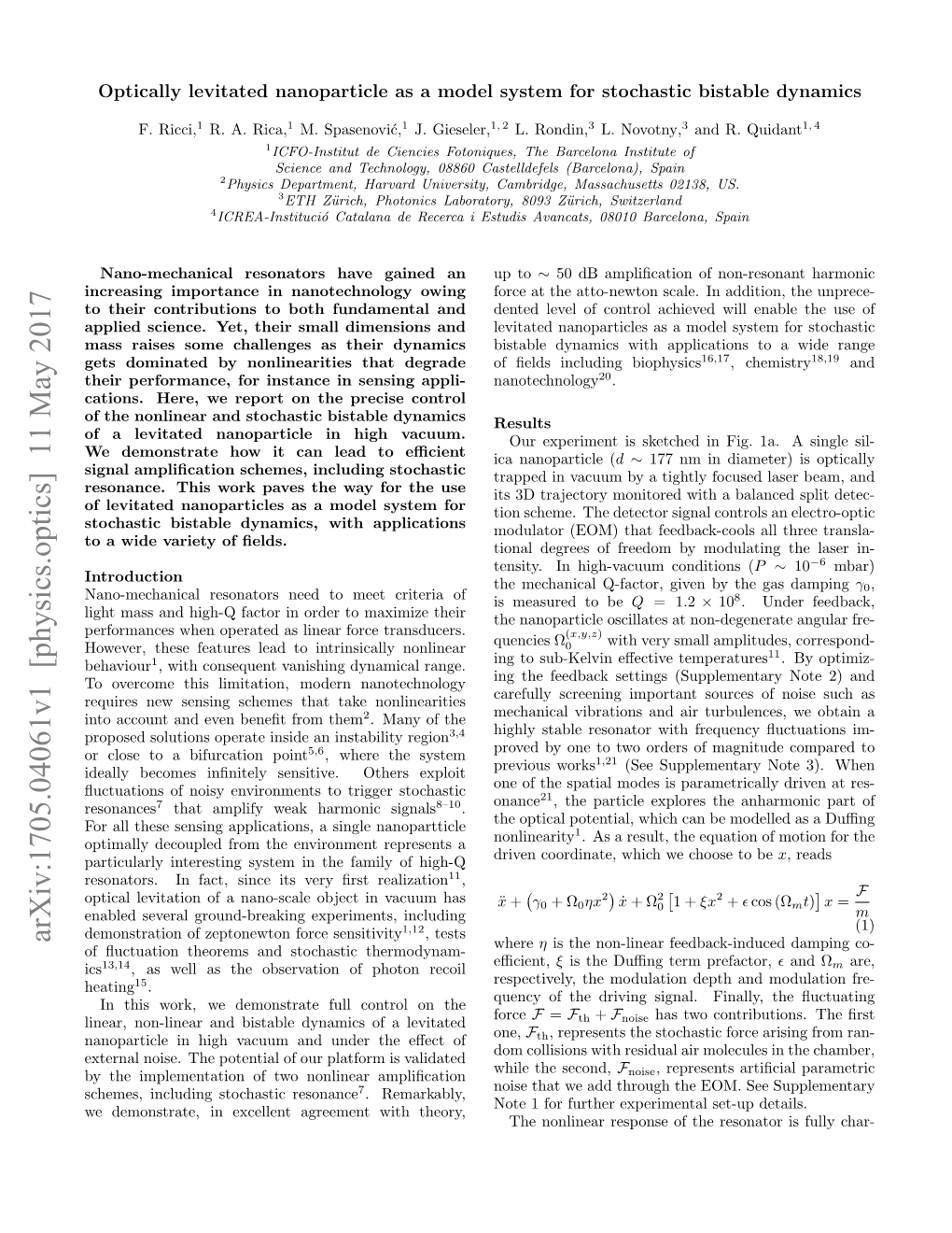 Arxiv:1705.04061V1 [Physics.Optics] 11 May 2017