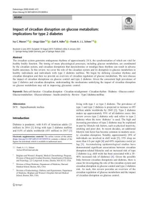 Impact of Circadian Disruption on Glucose Metabolism: Implications for Type 2 Diabetes