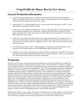 Crop Profile for Honey Bees in New Jersey