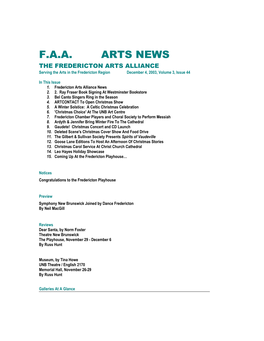 Faa Arts News