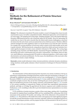 Methods for the Refinement of Protein Structure 3D Models