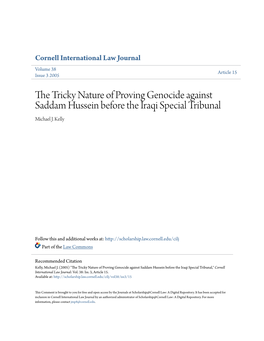 The Tricky Nature of Proving Genocide Against Saddam Hussein Before the Iraqi Special Tribunal Michael J