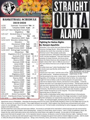 Alamo Navajo Community School “Home of the Cougars” Alamo Navajo School Board Basketball Schedule President: 2019-2020 Raymond Apachito Sr