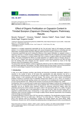 Effect of Organic Fertilization on Capsaicin Content in Trinidad