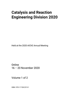 Catalysis and Reaction Engineering Division 2020