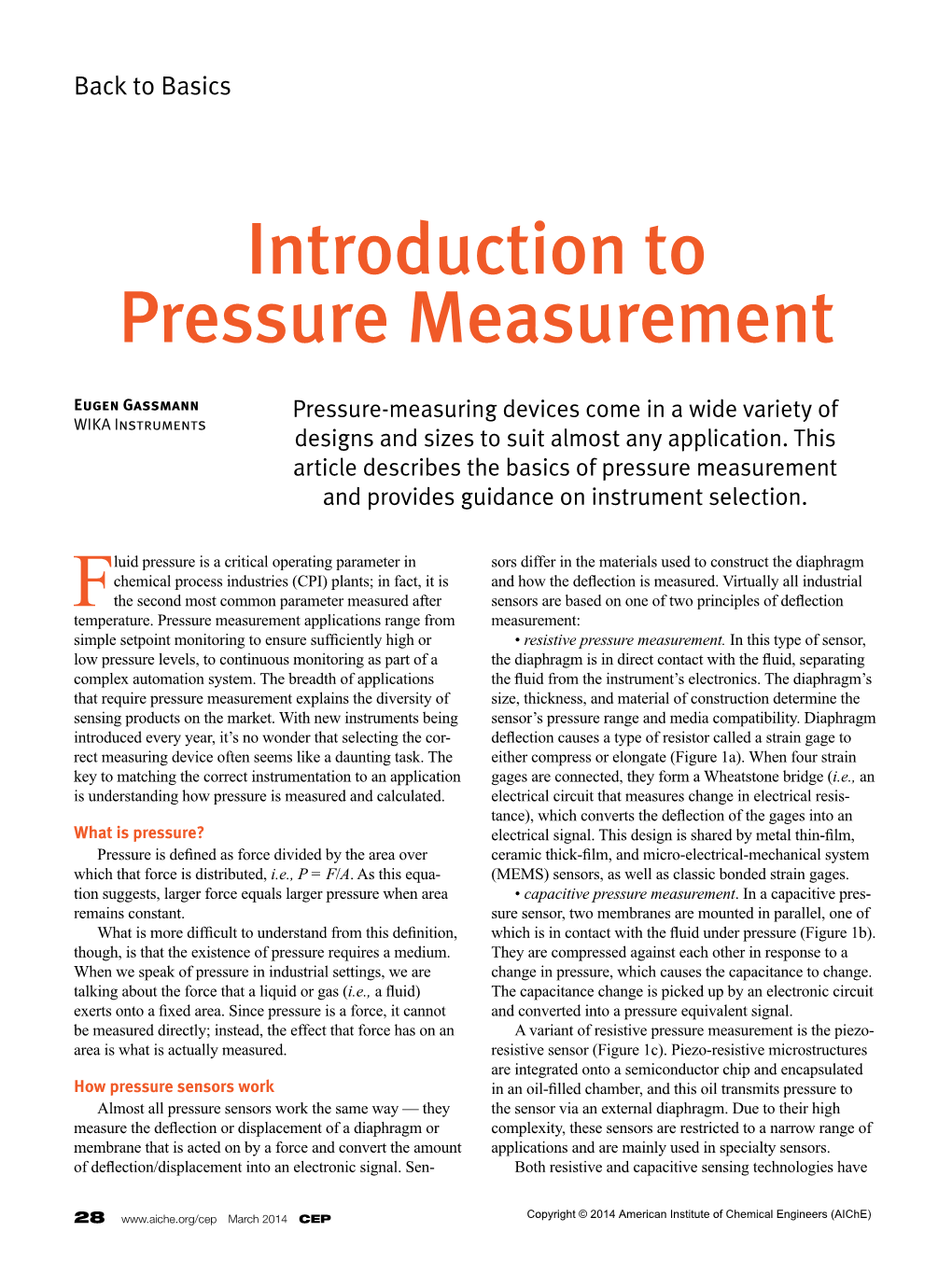 Introduction to Pressure Measurement