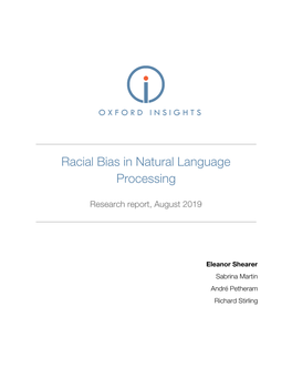 Racial Bias in Natural Language Processing
