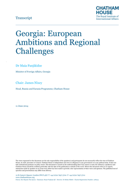 Georgia: European Ambitions and Regional Challenges