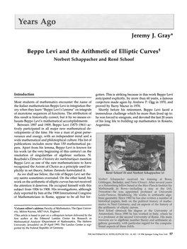 Beppo Levi and the Arithmetic of Elliptic Curves T Norbert Schappacher and Ren4 Schoof