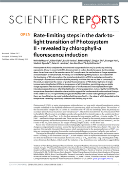 Rate-Limiting Steps in the Dark-To-Light Transition of Photosystem II