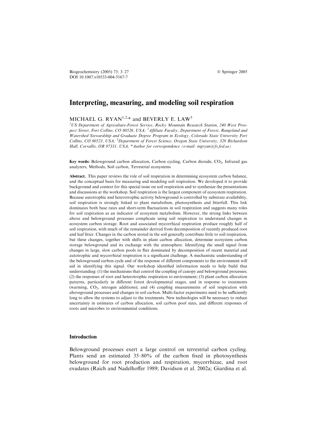 Interpreting, Measuring, and Modeling Soil Respiration