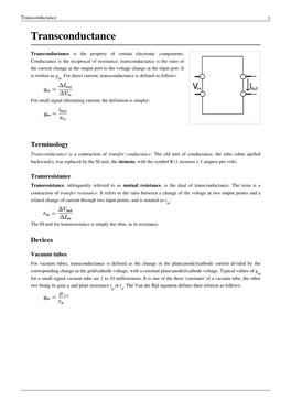 Transconductance 1 Transconductance