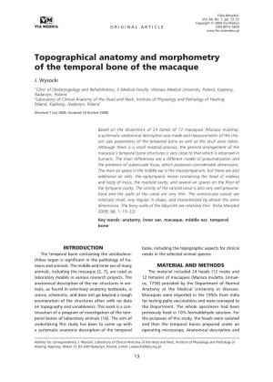 Topographical Anatomy and Morphometry of the Temporal Bone of the Macaque
