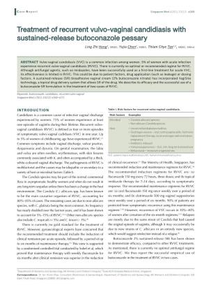 Treatment of Recurrent Vulvo-Vaginal Candidiasis with Sustained-Release Butoconazole Pessary